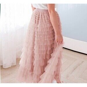 NWOT Amber Sky Pink Tiered Tulle Midi Skirt XL Princess Coquette Fairycore